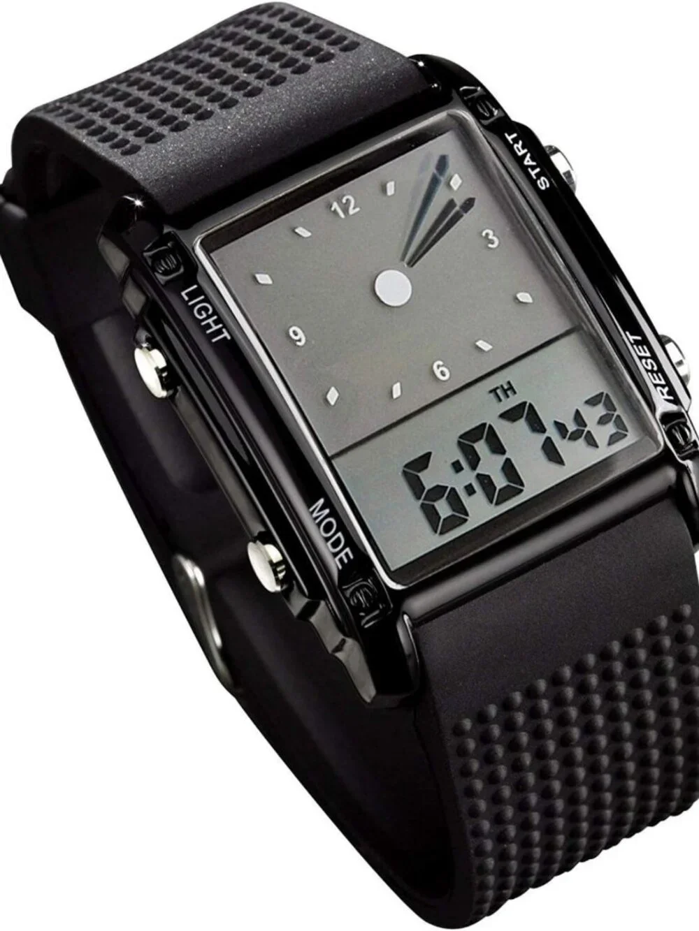 Men's Dual Time Sports Watch | 50M Waterproof, LED Backlight, Alarm & Stopwatch
